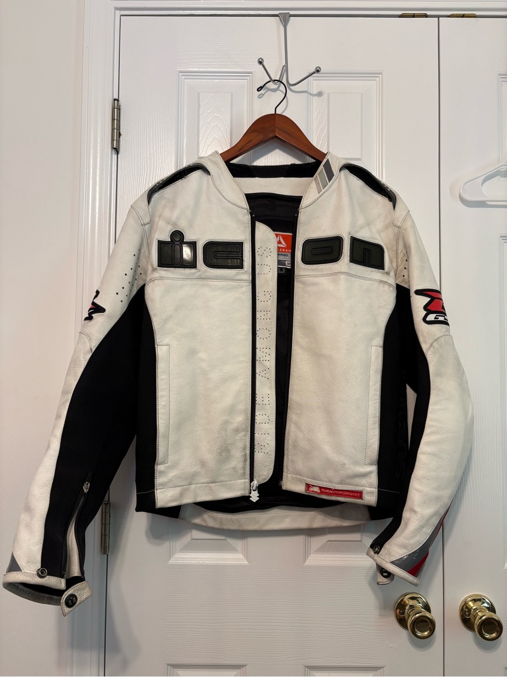 ICON Men’s White and Black Sport Motorcycle Jacket